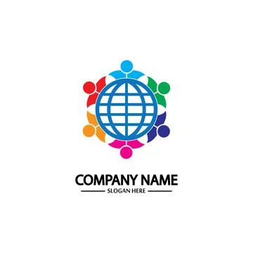World comunity logo with people and globe illustration design vector. Stock-Illustration