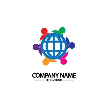 World comunity logo with people and globe illustration design vector. Stock-Illustration
