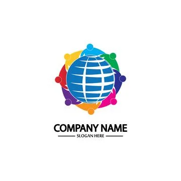 World comunity logo with people and globe illustration design vector. Stock-Illustration