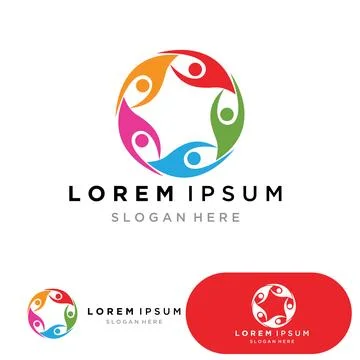 World comunity logo with people and globe illustration design vector. Stock-Illustration