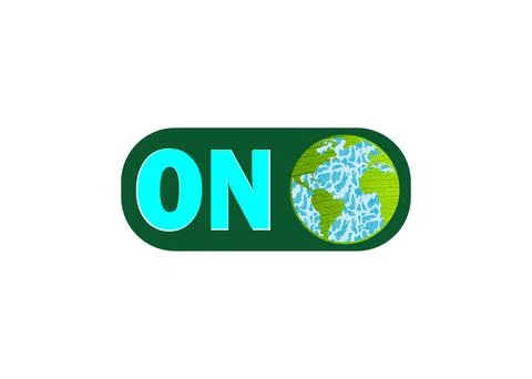 World ON concept With Globe Icon Logo Design Vector Template Illustrazione stock