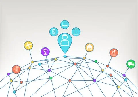 World with connected consumer devices vector background Stock Illustration