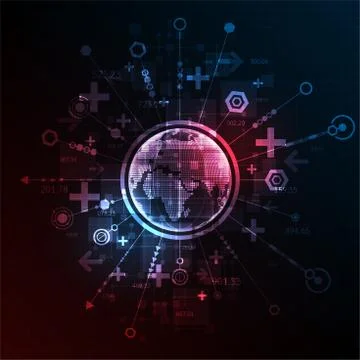 The world is connected with cutting-edge technology. Stock Illustration