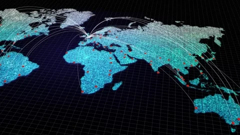 World connection concept line growing on europe map point Global network 库存影片 334652248