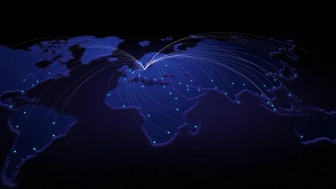 World connection concept line growing on europe map point Global network 库存影片 334652760