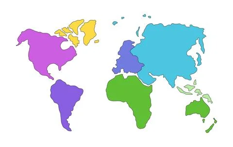 World continents map 2D vector illustration Stock Illustration