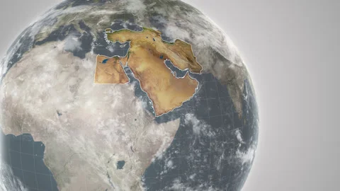 World Continents Map Middle-East Stock Footage 292115129