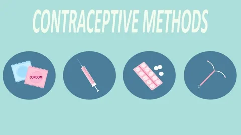 World Contraception Day, September. Various contraceptives for safe sex. patch,  Vídeos de archivo 305083396