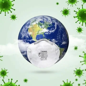World Corona virus attack, world/earth put mask to fight against Corona virus, Stock Photos