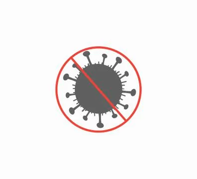 World Coronavirus Control - flat icon bacteria and prohibition sign Stock Illustration