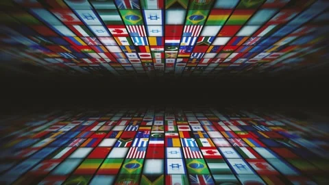 World Countries Flags Design 3D Background Video stock 336624492