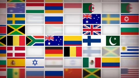 World Countries Flags Icons Background Loop Video stock 123654481