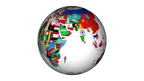 World Countries with Their National Flags Rotating Looped Stock Footage 213065816