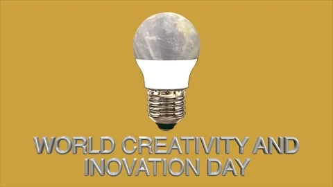 World creativity and innovation day background with light bulb earth icon Stock Footage 328951371