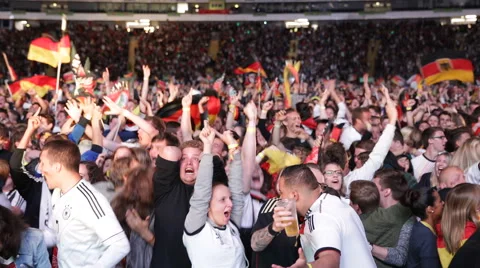 World Cup 2014 German Fans of Germany Soccer Team Second Goal Brasil Semifinals Stock Footage