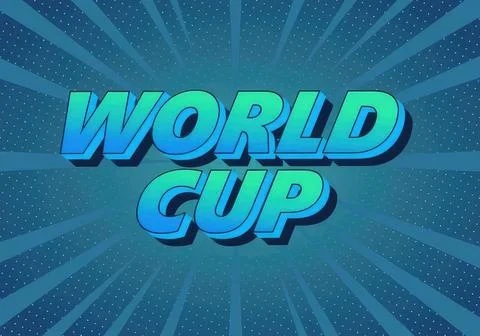 World cup text graphic with blue background and rays Stock Illustration