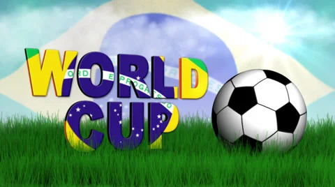 World Cup Text on Grass with Ball Stock-Footage 39074541