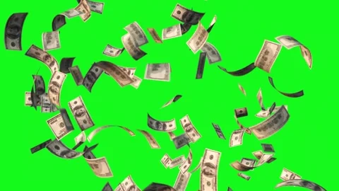 World currency banknote falling or raining green screen chroma key Stock Footage 276980710