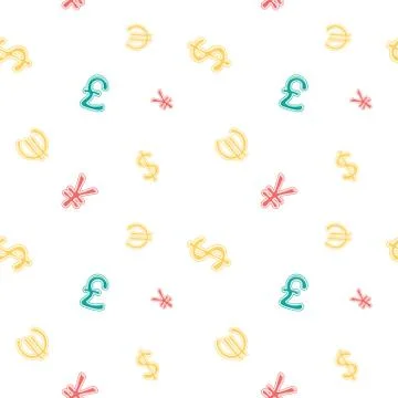 World Currency Money Sign Colored Seamless Pattern Stock Illustration