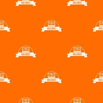 World currency pattern vector orange Stock Illustration