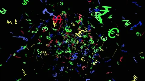 World Currency Seamless Looping Particle Effects - Money and Finance Stock Footage 130627914