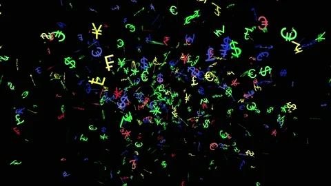 World Currency Seamless Looping Particle Effects - Money and Finance Stock Footage 130628268