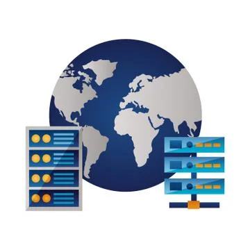 World database server center computer case Stock Illustration