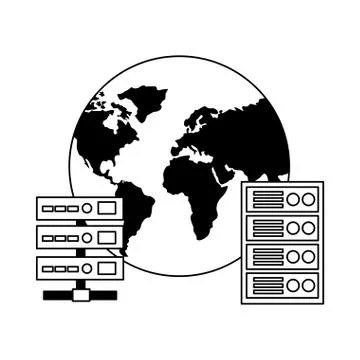 World database server center computer case Stock Illustration