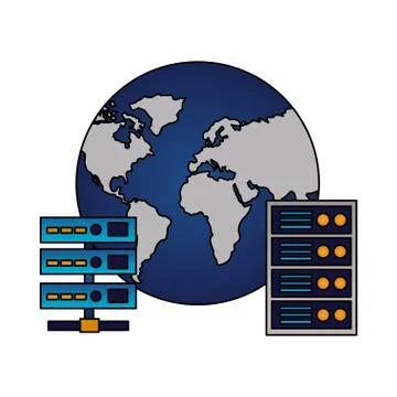 World database server center computer case Stock Illustration