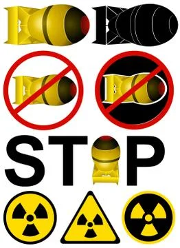 World Day Against Nuclear Tests. Set of vector illustrations Stock Illustration