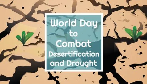 World Day to Combat Desertification and Drought banner with text in white frame Stock Illustration