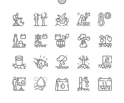 World Day to Combat Desertification Pixel Perfect Vector Thin Line Icons Ilustração Stock