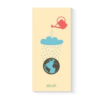 World day water. Globe floating on the water. Vector poster Stock Illustration