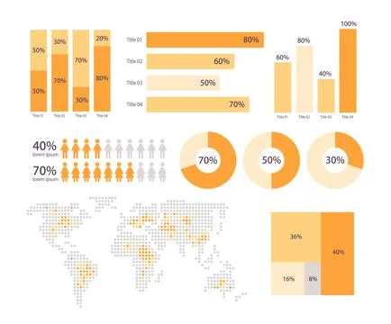 World demographic analytics infographic chart design template set イラスト素材