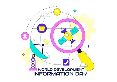 World Development Information Day Illustration Featuring Global Digital Com.. Stock Illustration