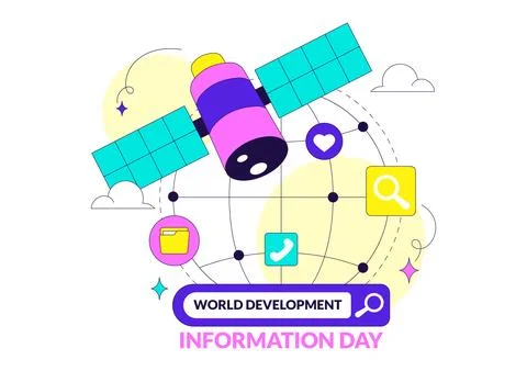 World Development Information Day Illustration Featuring Global Digital Com.. Stock Illustration