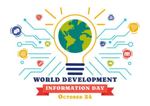 World Development Information Day Vector Illustration on October 24th with .. Stock Illustration
