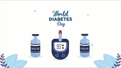 World diabetes day animation featuring blood glucose meter and insulin vial.. Stock-Footage 339045696