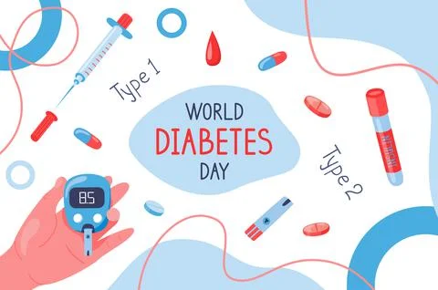 World diabetes day background with glucometer. Stock Illustration
