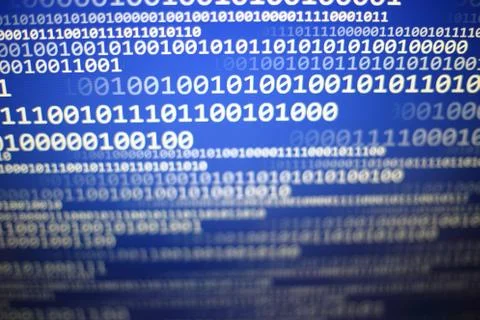 World of digital data on gradient blue abstract background with block shape p Stock Photos