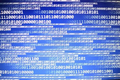 World of digital data on gradient blue abstract background with block shape p Stock Photos