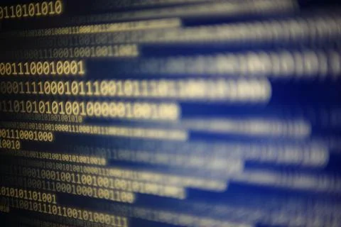 World of digital data on gradient blue abstract background with block shape p Stock Photos