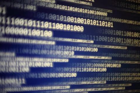 World of digital data on gradient blue abstract background with block shape p Stock Photos