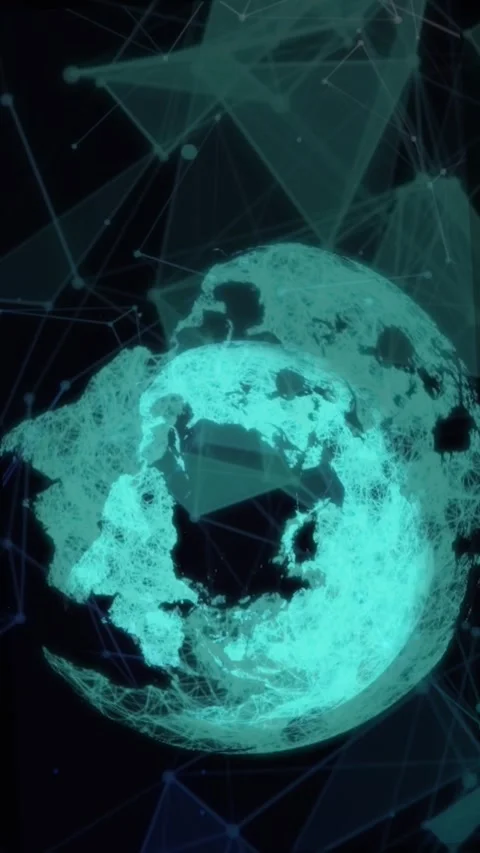 The world in digital form. An imaginary video surrounded by a network. Stock Footage 286078908