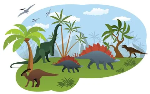 World of dinosaurs Stock Illustration