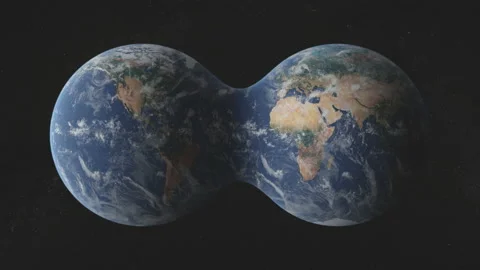 World divided or united. Planet earth slowly dividing. Second version. Stock Footage 155649925