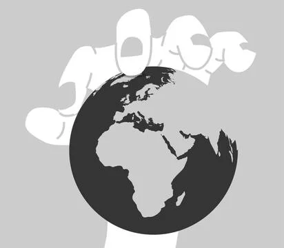  World domination concept. Vector illustration of a big hand holding the p... Stock Photos