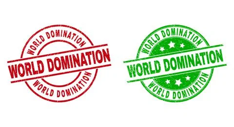WORLD DOMINATION Round Seals Using Distress Texture Stock Illustration