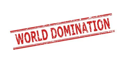 WORLD DOMINATION Watermark with Corroded Surface and Double Parallel Lines Illustrazione stock