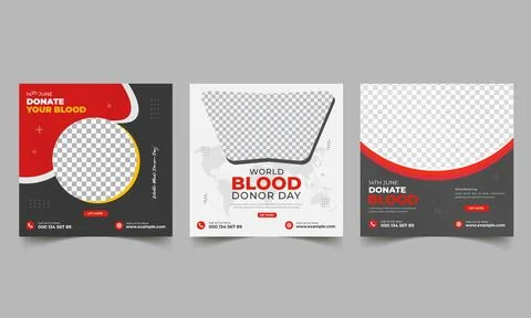 World donor day set of posters design or social media post Illustrazione stock